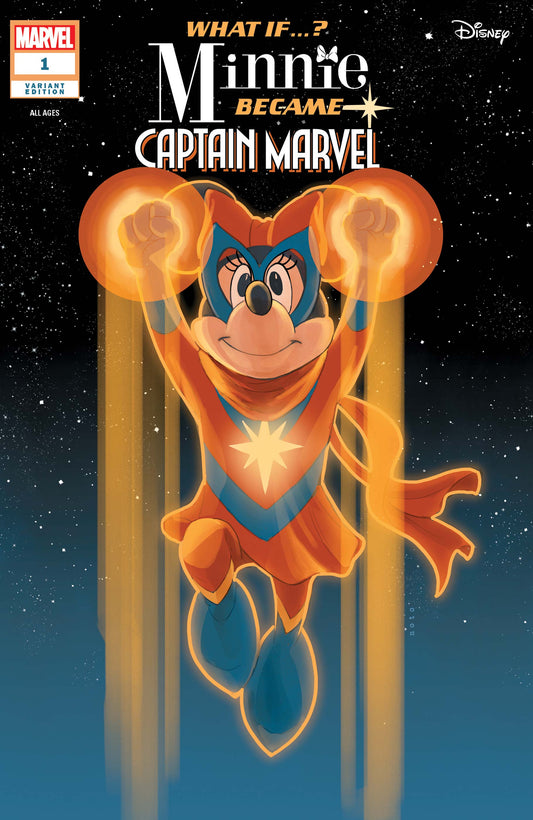 MARVEL IR DISNEY: KAS BŪTŲ, JEI...? MINĖ TAPO KAPITONE MARVEL #1 PHIL NOTO MINĖ PELĖ KAPITONAS MARVEL VARIANTAS